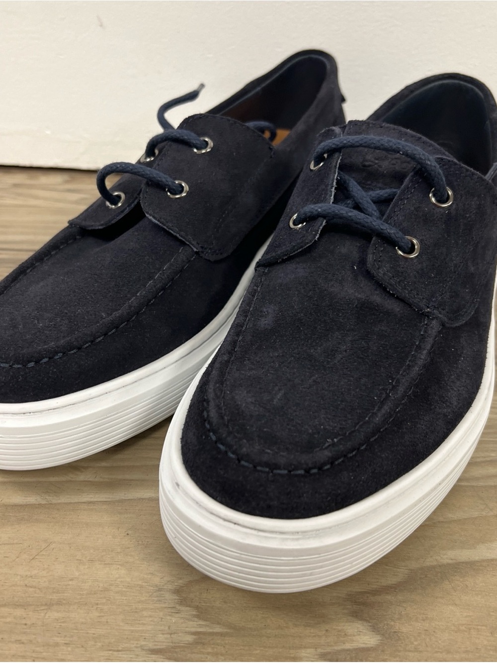 The Good Man Brand Portland Boat Shoe Suede Navy Blue Made In Italy Men 8.5 NWOB